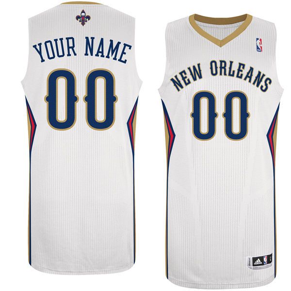 Men New Orleans Pelicans White Custom Authentic NBA Jersey